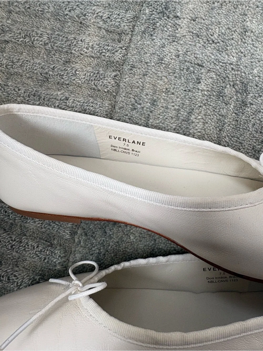 NEW Everlane Day Ballet Flat - Canvas White Leather - Size 7.5 EU 38